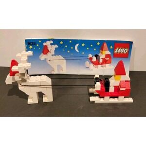Vintage 1989 Lego Santa Sleigh and Reindeer #1628 100% Complete